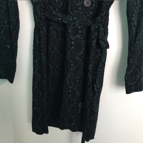 Zara Green Black Button Down Snake Print Dress Size Small - Picture 4 of 11